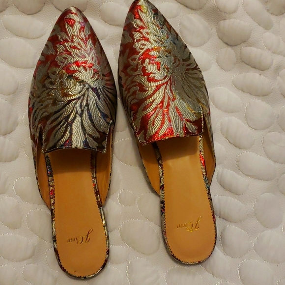 Jcrew Pointed-toe slides in metallic jacquard - Picture 2 of 4